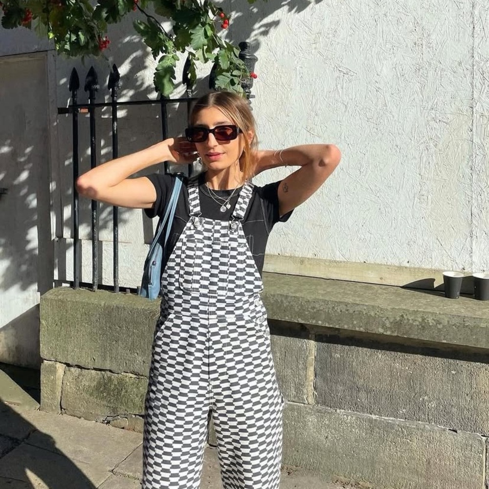 LISA SAYS GAH Lucy checkered overall size M/L NEW without Tag $200